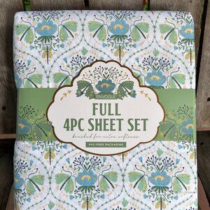 Envogue BUTTERFLY TRELLIS FULL Size Sheet Set (green floral butterflies)